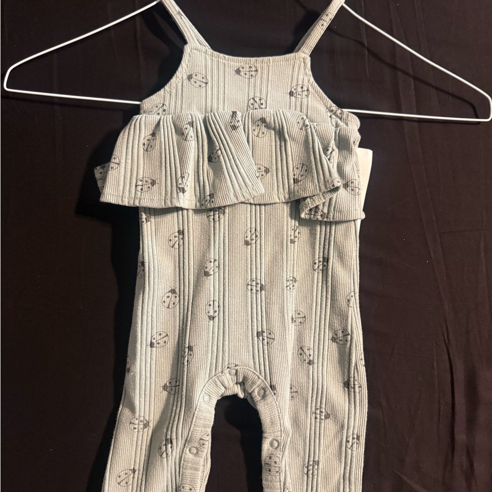 Grayson Mini Ribbed Ruffle Romper 6-9M Sage Green One Piece Baby Outfit
